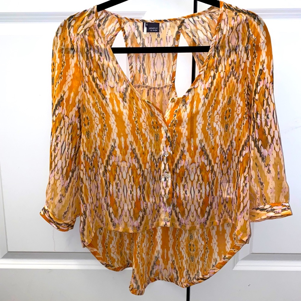 Like New- Sparkle & Fade Button Up Blouse Xs - image 1